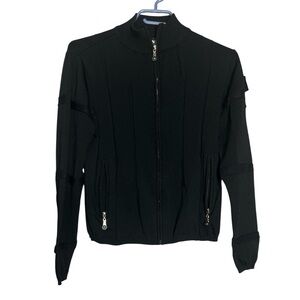 Jamie Sadock Sweater Black Zip Up Knit Cardigan, size S